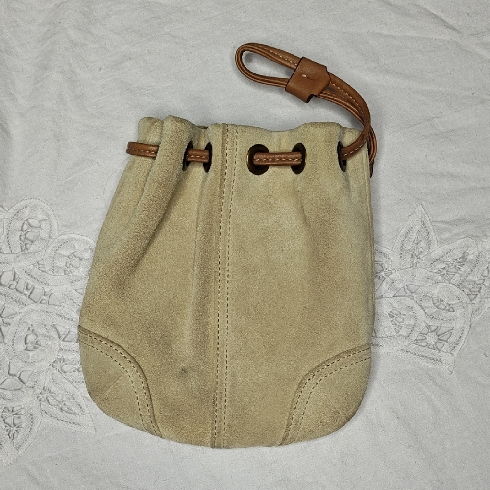 🧧 Coach Tan Suede Leather Drawstring Pouch - Picture 7 of 11